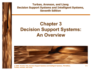 Chapter 3 Decision Support Systems: An Overview Turban, Aronson, and Liang
