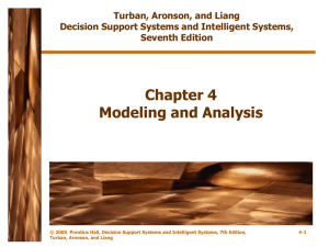 Chapter 4 Modeling and Analysis Turban, Aronson, and Liang