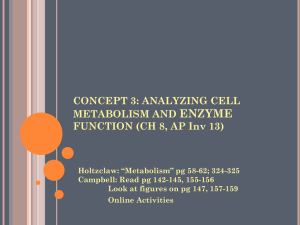 ENZYME CONCEPT 3: ANALYZING CELL METABOLISM AND FUNCTION (CH 8, AP Inv 13)