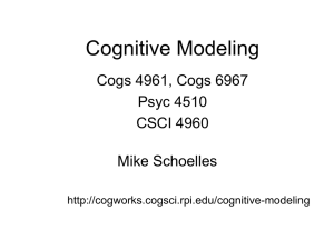 Cognitive Modeling Cogs 4961, Cogs 6967 Psyc 4510 CSCI 4960