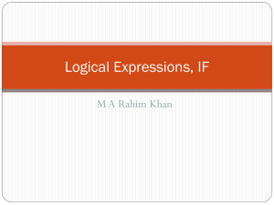Lecturer 3 Logical Expressions