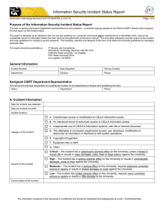 Information Security Incident Status Report