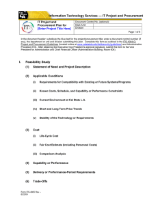 IT Project/Procurement Plan Form Template (includes Feasibility Study, Solicitation Plan, and Project Plan)
