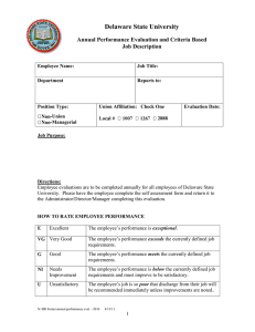 Annual Performance Evaluation and Criteria Based Job Description