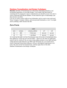 Database Normalization And Design Techniques