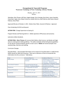 Wastewater and Water Technology Advisory Meeting, April 13, 2015