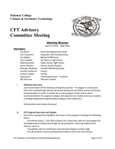 Cabinet Furniture Technology Advisory Meeting, April 13, 2016