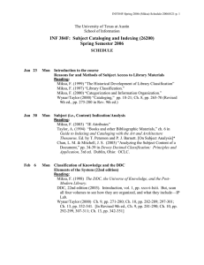 INF 384F:  Subject Cataloging and Indexing (26200) Spring Semester 2006