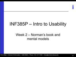 i – Intro to Usability INF385P – Norman’s book and