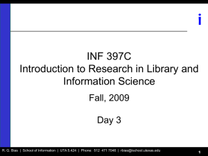 i INF 397C Introduction to Research in Library and Information Science
