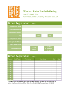 Group Registration Western States Youth Gathering June 27 – July 1, 2014