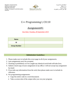 CS110 - Homeworks Cover Page