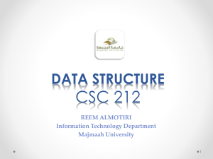 CSC 212 DATA STRUCTURE REEM ALMOTIRI Information Technology Department