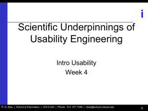 i Scientific Underpinnings of Usability Engineering Intro Usability