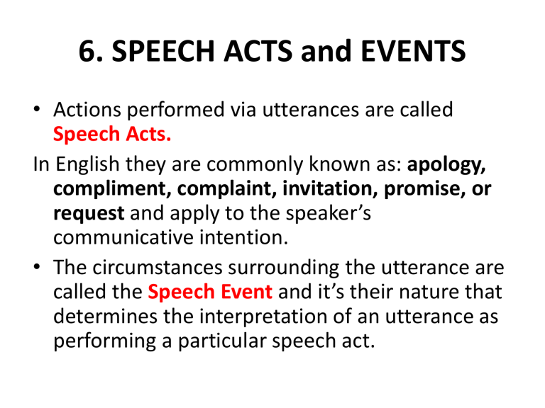 speech act literary definition and example