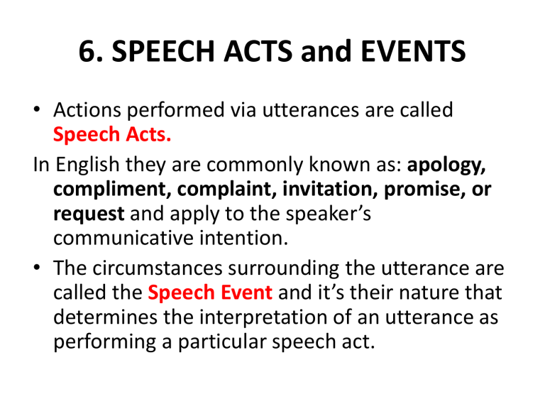 what is speech act meaning in english