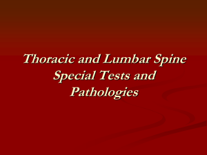 Thoracic and Lumbar Spine Special Tests and Pathologies
