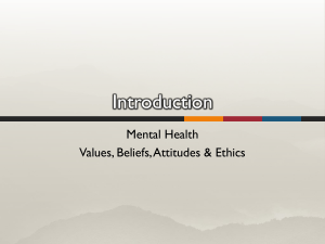 Introduction Mental Health Values, Beliefs, Attitudes &amp; Ethics