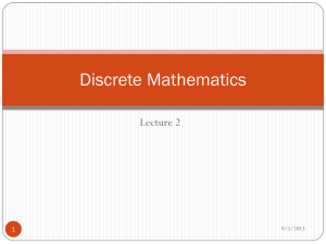 Discrete Mathematics Lecture 2 9/3/2015 1