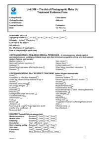 – The Art of Photographic Make Up Unit 316 Treatment Evidence Form