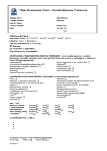 Sample Client Consultation Form - Provide Manicure Treatment