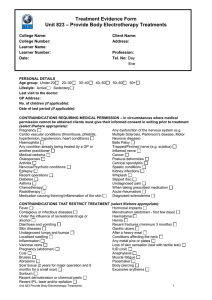 Treatment Evidence Form – Provide Body Electrotherapy Treatments Unit 823