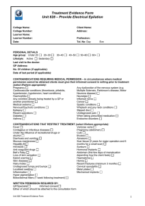 Treatment Evidence Form – Provide Electrical Epilation Unit 828