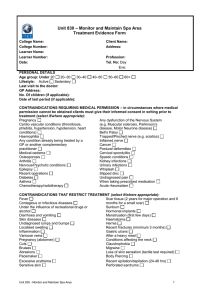 – Monitor and Maintain Spa Area Unit 830 Treatment Evidence Form