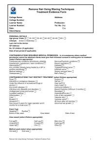 Remove Hair Using Waxing Techniques Treatment Evidence Form  College Name: