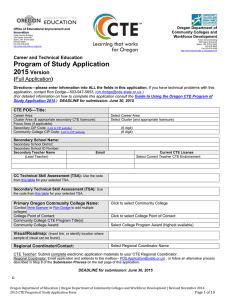 Oregon CTE Program of Study Application - 2015 Version