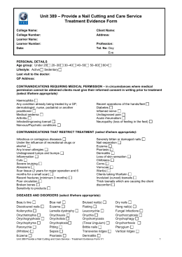 Manicure & Pedicure Client Consultation Form