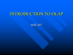 INTRODUCTION TO OLAP MIS 497