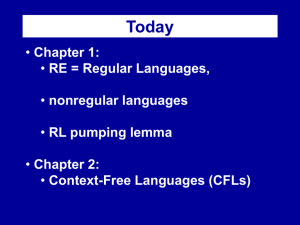 Regular Languages,Nonregular Languages, and The Pumping Lemma *