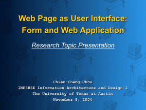 Web Page as User Interface: Form and Web Application Research Topic Presentation