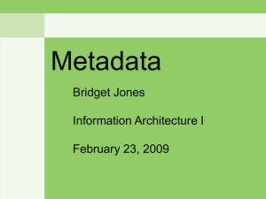 Metadata Bridget Jones Information Architecture I February 23, 2009