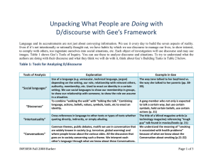 Doing D/discourse with Gee’s Framework