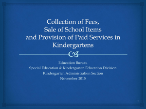 Collection of Fees, Sale of School Items and Provision of Paid Services in Kindergartens