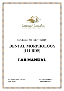 lab manual Dental Morphology
