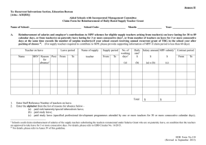 Annex II - Claim Form for Reimbursement of Daily-Rated Supply Teacher Grant