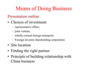 Means of doing business in China