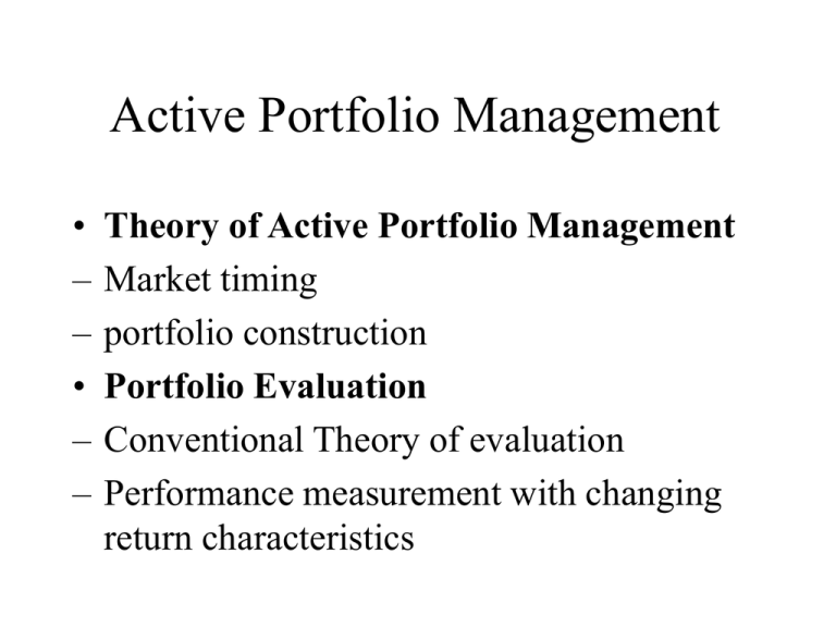 Active Portfolio Management