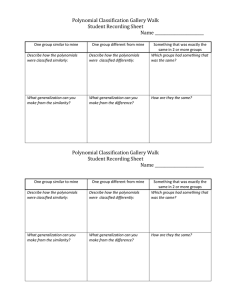 Polynomial Classification Gallery Walk Student Recording Sheet  Name _________________________