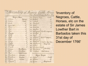 'Inventory of Negroes, Cattle, Horses, etc on the estate of Sir James