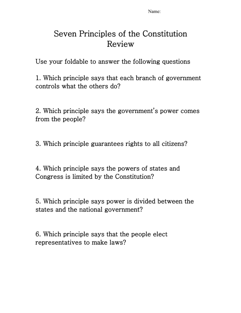 21 Principles of the Constitution Review SS21 In Constitutional Principles Worksheet Answers