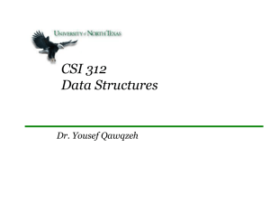 CSI 312 Data Structures Dr. Yousef Qawqzeh