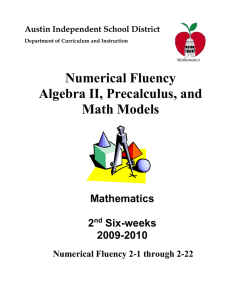 Algebra II, PreCal, MM 2nd 6 Weeks Numercial Fluency