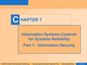 C HAPTER 7 Information Systems Controls for Systems Reliability