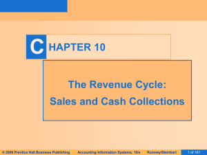 C HAPTER 10 The Revenue Cycle: Sales and Cash Collections