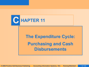 C HAPTER 11 The Expenditure Cycle: Purchasing and Cash