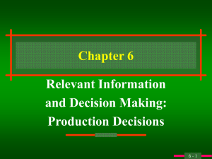 Chapter 6 Relevant Information and Decision Making: Production Decisions